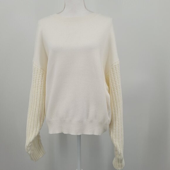 Elsie & Zoey Sweaters - Elsie & Zoey Cream Cable Knit Sleeve Sweater